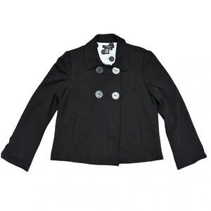 Sandro Women’s Black Big Button Double Breasted Crop Blazer Size M Office Work